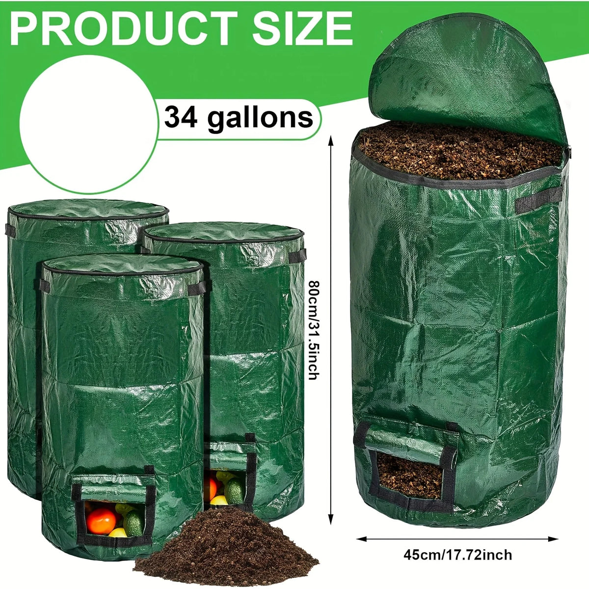 Compostable PE Grow Bags for Kitchen & Garden Waste Durable Storage and Disposal Composting Application MegaBDM