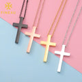Oem Logo Cross Necklace Faith Pendant Gold Plated Chain Stainless Steel Plain Pendant Necklace Prayer Religious Jewelry