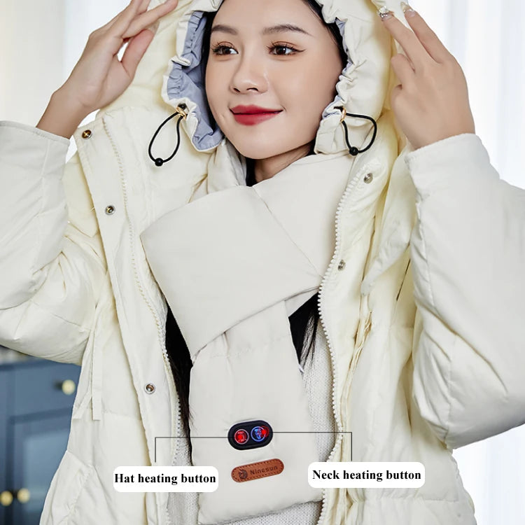 Winter 5V Electric Heating Scarf With a Hidden Hood and Ear Heating Pads
