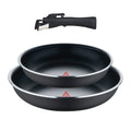 Bergner Click&Cook Set of 2 Frying Pans 22/26cm Black Pressed Aluminum and Heat Dot + Detachable Handle