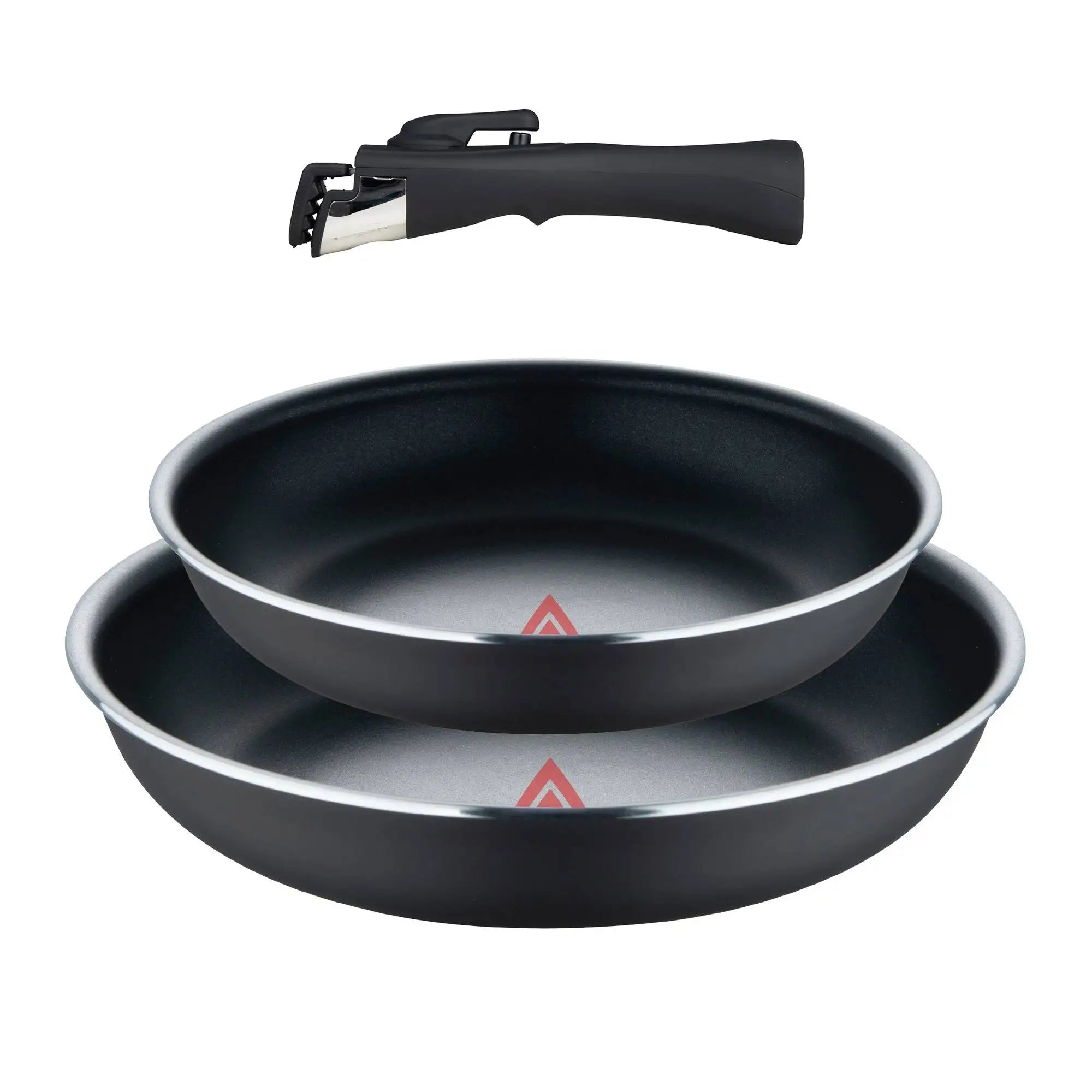 Bergner Click&Cook Set of 2 Frying Pans 22/26cm Black Pressed Aluminum and Heat Dot + Detachable Handle