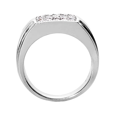 2ct Platinum Men's Diamond Statement Ring Round Brilliant Cut IGI Certified 14K Gold Plated Luxury Everyday Wear