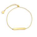 18K Pvd Gold Plated Stainless Steel Engraveable Bar Charm Center Element Bolo Adjustable Bracelet MegaBDM