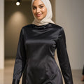 YXT044 2026 Eid Muslim Women Dress Islamic Hijab Traditional Luxury with Black Satin High-neck Basic Style Elegant Undergarment