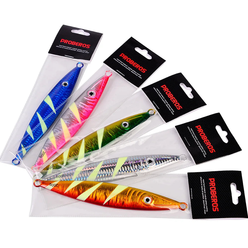 Colorful Printed Metal Sinking Jigging Lure 60g-200g for River Lake & Stream Fishing Slow Cranking Technique