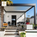 Scandinavian Aluminum Louvered Pergola-Motorized LED Lighting Eco-Friendly Customizable Size for Swimming Pool & Balcony Shade