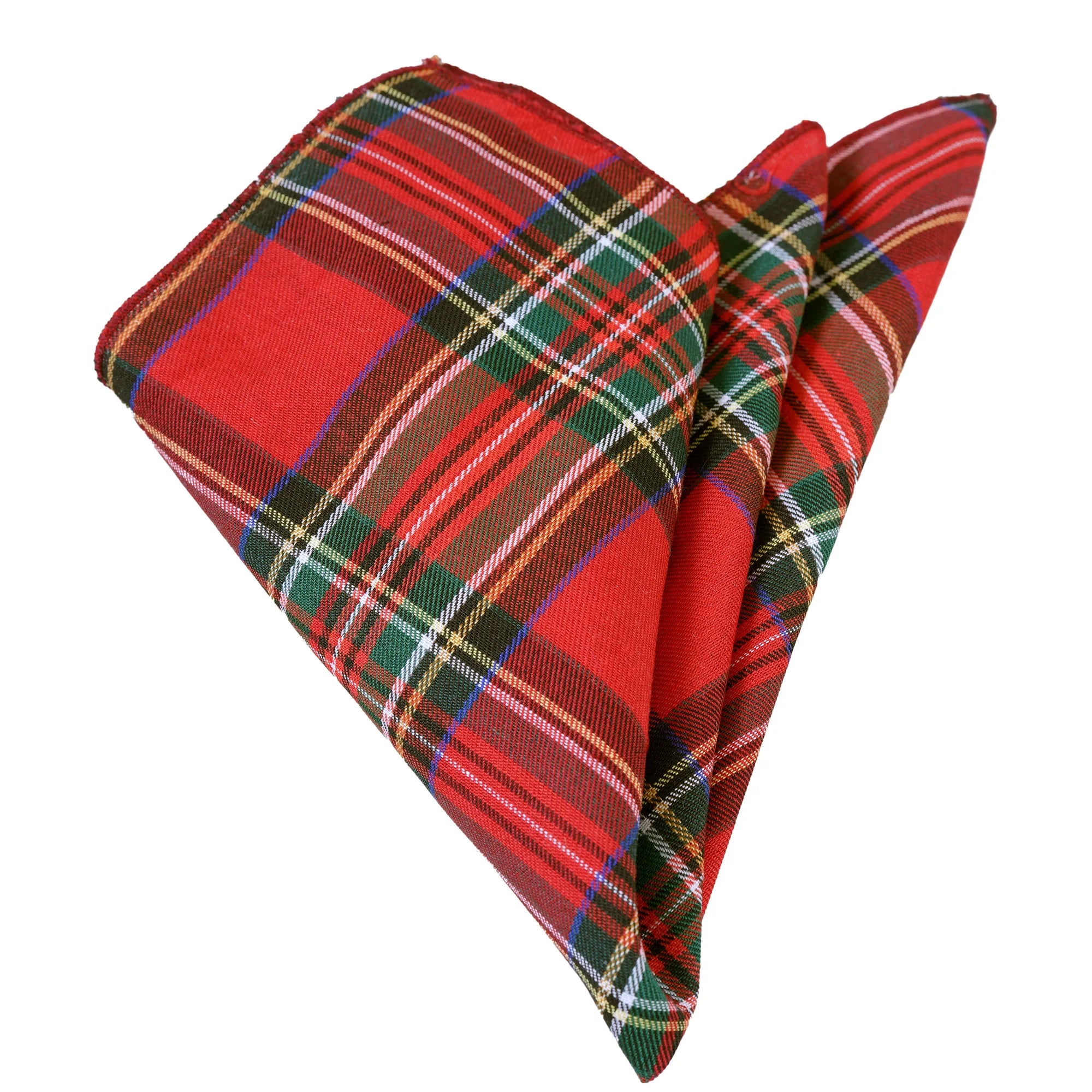 Exve Exclusive Red Green Navy Blue Scottish Plaid Cotton Collar Handkerchief CM4202