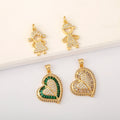 Wholesale Gold Vintage Heart Charm with Zircon Children Boy and Girl Pendants Luminous Hipper Charms DIY Jewelry