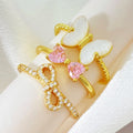 Foxi in Stock Fast Shipping Gold Silver Gemstone Rings Fashion Jewelry Iced Out Cubic Zirconia Ribbon Bow Knot Rings for Girls