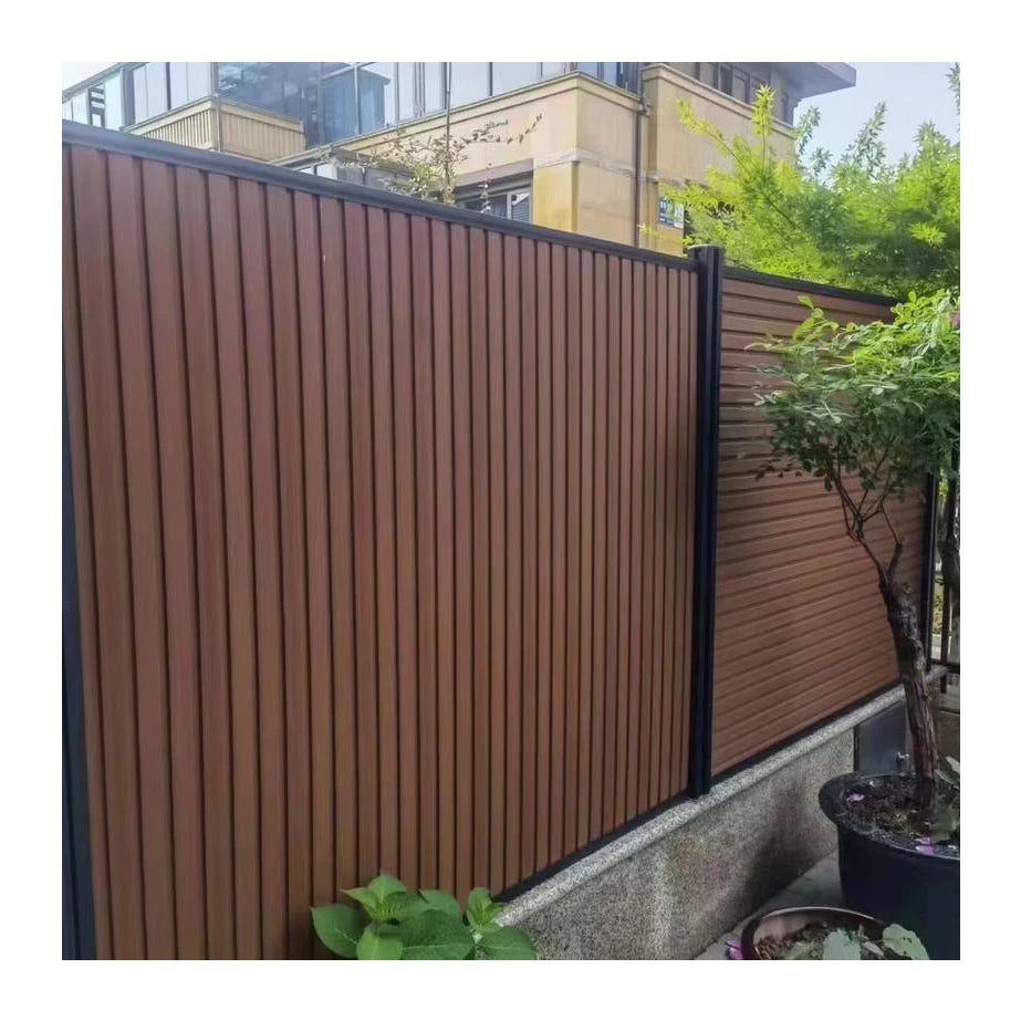 Outdoor Waterproof WPC Wall Panel with Click Installation Square Shape Brushed Finish and Wood Grain Surface