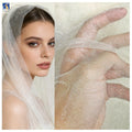 YS-001 Shimmer Mesh Illusion Nylon Tulle Fabric for Wedding Veil Soft Stretch Tulle Fabric Knitted Ivory Custom Lightweight