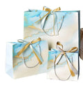 Luxury Watercolor Print Gift Bags with Shiny Gold Bow Eco-Friendly Paper Tote Bags for Gift Wrapping Retail Shopping