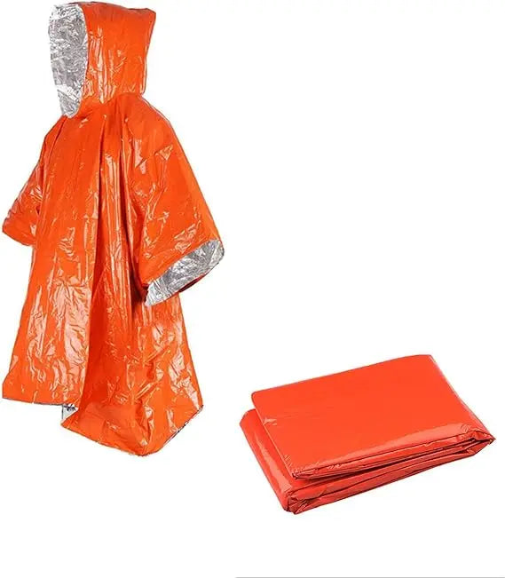Outdoor Camping and Mountaineering Emergency Raincoat PE/PET Aluminum Film Life Blanket  Heat-resistant Emergency  Poncho