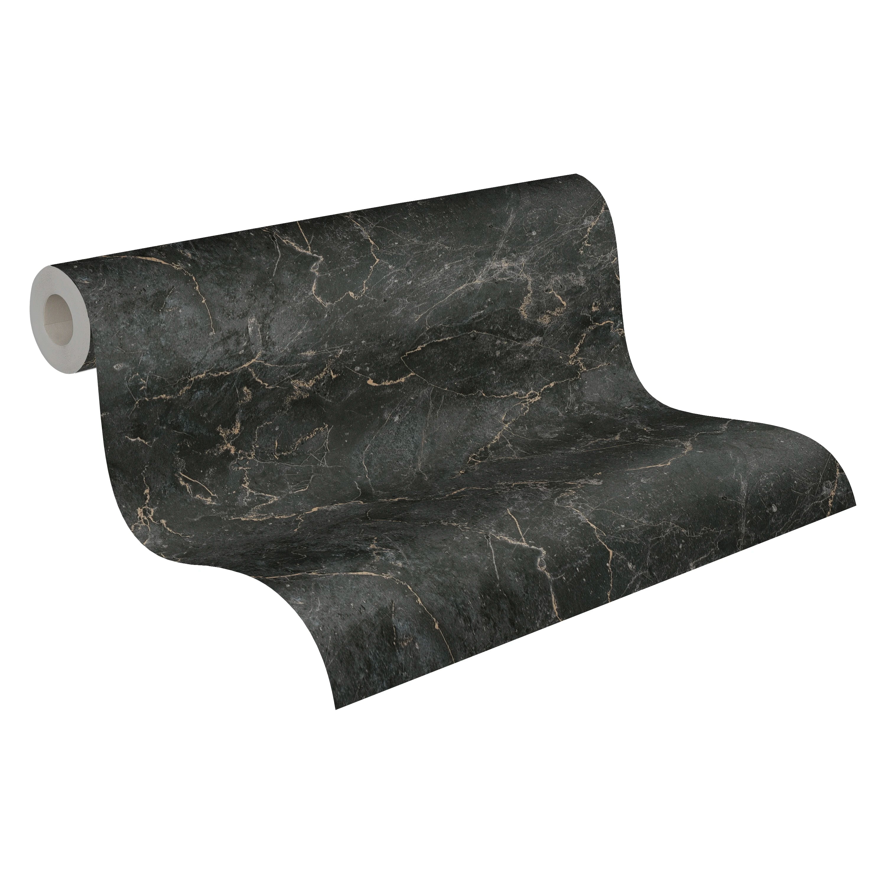 Made in Germany - Wallpaper rolls Marble Black Gold - Non Woven Vinyl - Modern Wallpaper Design for Walls - 1005 x 053 m