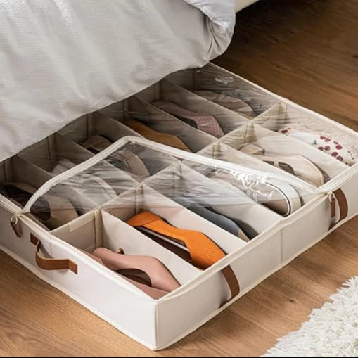 2 Pack Under Bed Shoe Storage Organizer Under Bed Shoes Container Clothing Storage Bags Fabric Bedroom Rectangle Standing Type