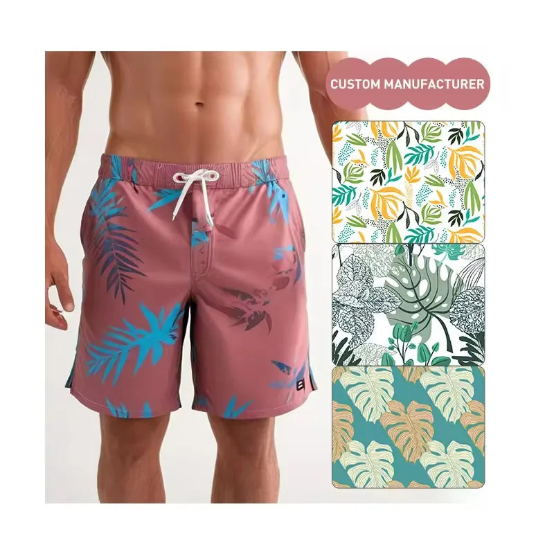 OEM Design Men's Quick-Drying Fitness Swimwear Professional Printed Summer Beach Shorts Swimming Trunks