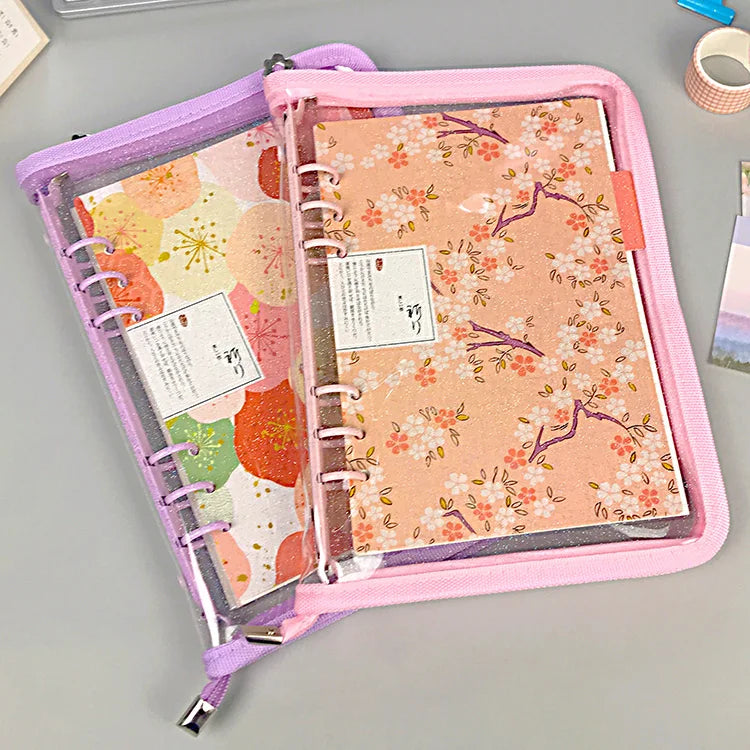 A5 A6 Zipper Binder Photo Card Collection Book Postcard Organizer Diary Notebook School Stationery