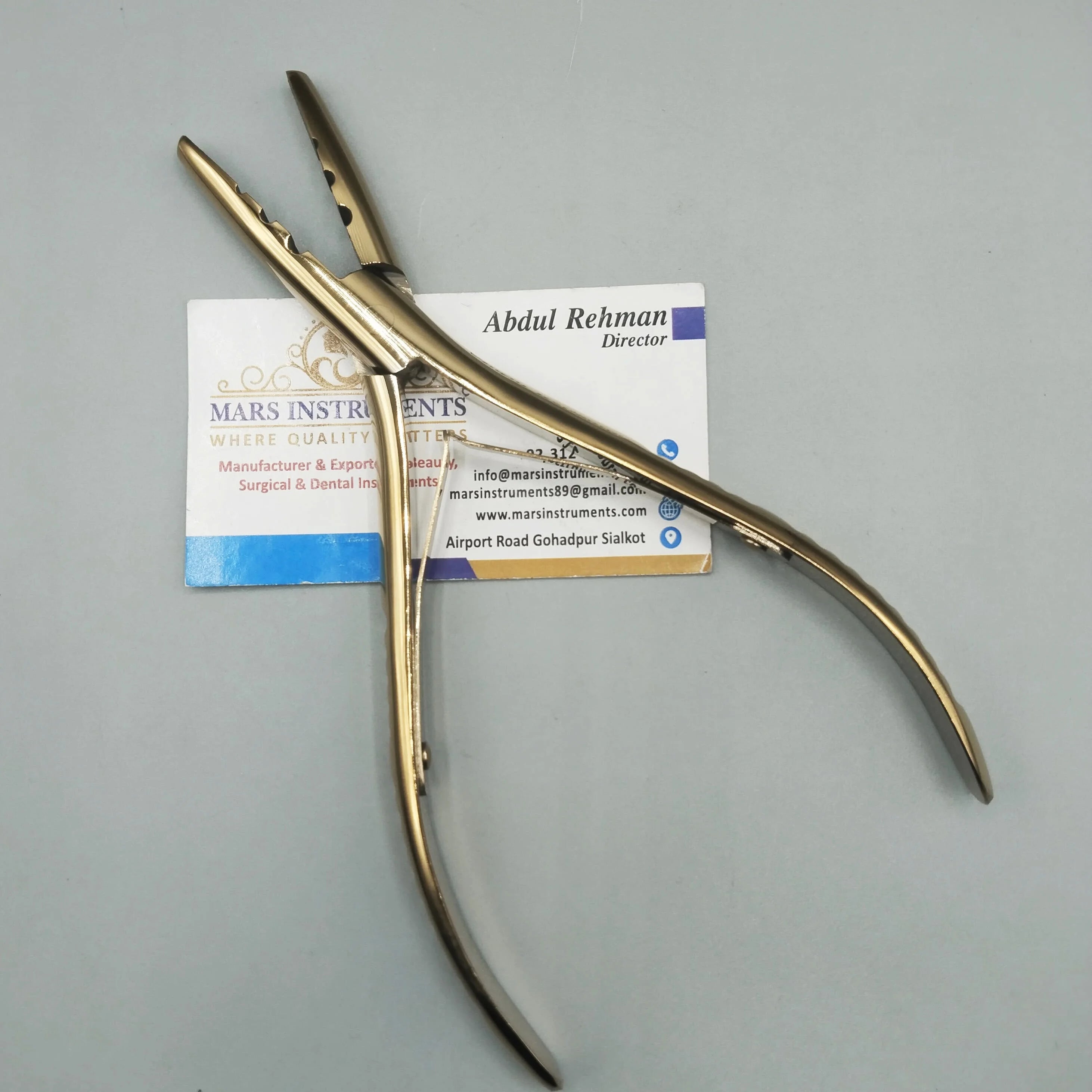 Three Hole Hair Pliers Stainless Steel Plasma Gold 7" Micro Pulling Hook Needle for Hair Extensions