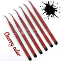 Black & Red Diamond Grip Eyelash Tweezers Custom Stainless Steel Volume Tip Heart Engraved Lash Tweezers Charms Metal Material
