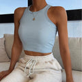 European and American Women's Spring/Summer Short Solid Color Ribbed Sleeveless T-shirt Vest Tops for Women Stylish Elegant
