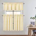 Fashion-Forward Yellow Tartan Short Window Curtains Set 3-Piece Kitchen Rod Pocket Valances & Valances