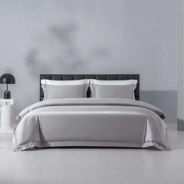 Ultra-soft Encrypted High-count Long-staple Cotton Duvet Quilt Comforter Cover Bed Sheet Four-piece Luxury Grey Bedding Set
