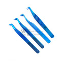 90 Degree Titanium Plasma Blue Eyelash Tweezer With Custom Logo Skinny 10mm Tips 90 Degree Stainless Steel Eyelash Curler