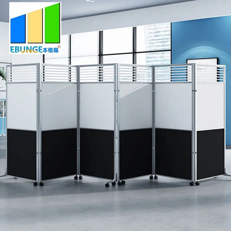 EBUNGE Modern Modular Adjustable Foldable Fireproof Sound Absorbing Glass Room Divider Partition Wall Kitchen School Warehouse