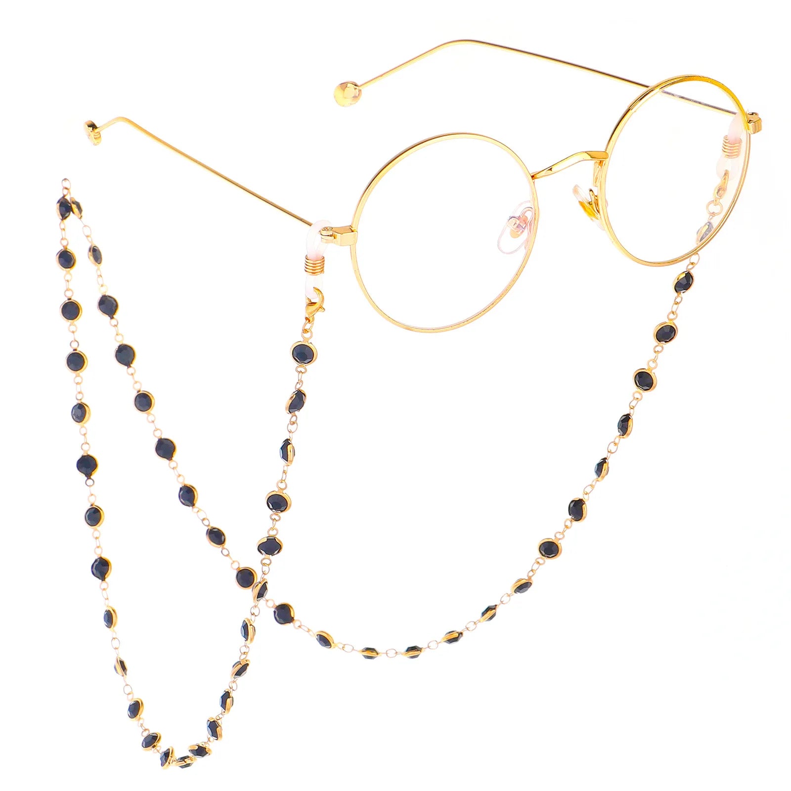 Black Glass Beads Jewelry Facemask Sunglasses Sun Glasses Neck Eyewear Accessories Chain Holder for Maskes