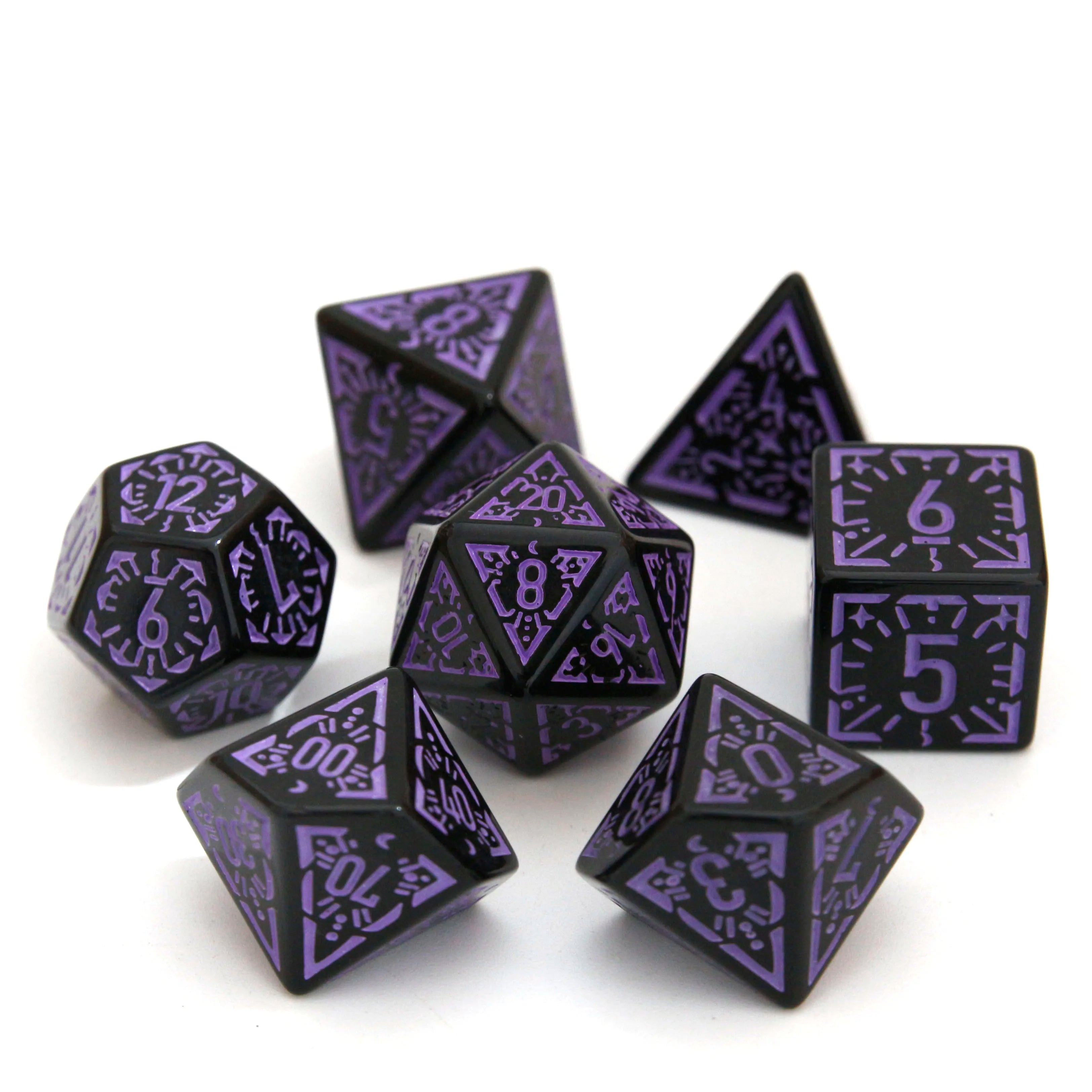 Purple 7PCS Polyhedral Acrylic Resin Dice Set for Dungeons and Dragons for DND Gameplay