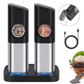 Hot Selling Automatic Spice Powder Grinder Mill USB Gravity Electric Pepper and Salt Grinder Set with Stand