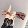 Logo Custom Fashion Unisex Wood Grain Rimless Computer Eyeglasses Frame Anti Blue Light Glasses Photochromic Glasses for Men