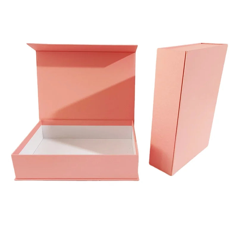 MU Cheap Price Logo Flip up Box Pink Paper Flat Foldable Magnetic Gift Paper Box Clothes Shoe Cosmetic Gift Box
