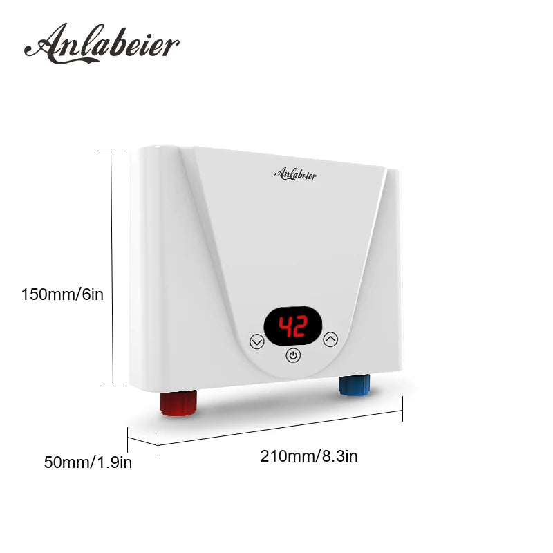Manufacturer 3KW Tankless Hot Water Heater Easy Operation Temperature Display Touch Control for Bathroom Hotel Kitchen