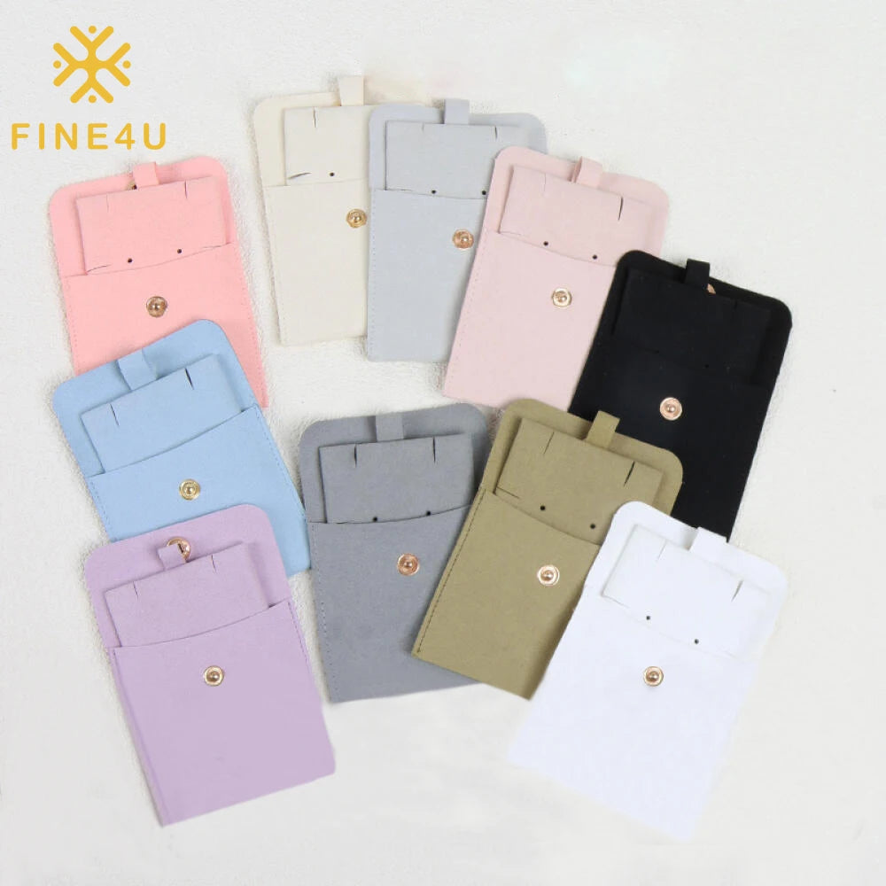 Luxury Custom Velvet Microfiber Portable Small Envelope Button Necklace Earring Bracelet Ring Bags Jewelry Pouch Insert Pad Tray