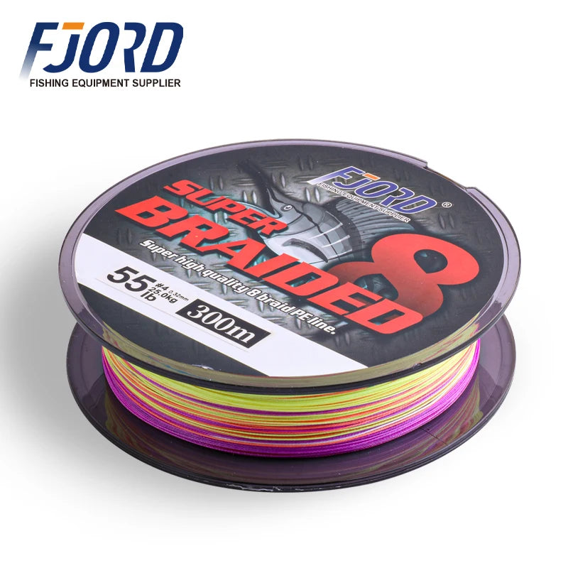 FJORD Stock  Multicolor 300M 8 Strands 20-100LB  PE  Fishing Rod Fishing Line Used  Super Strong Fishing Line Japan