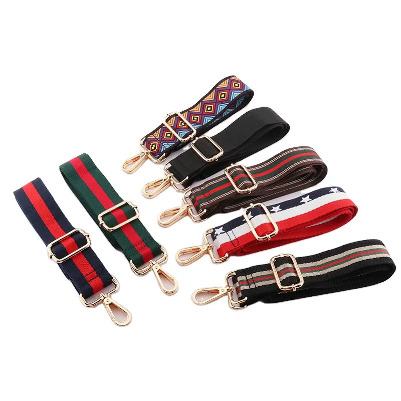 Custom Sublimation Printed Logo Woven Neck Adjustable Handle Polyester Nylon Handbag Crossbody Shoulder for Women Bag Strap