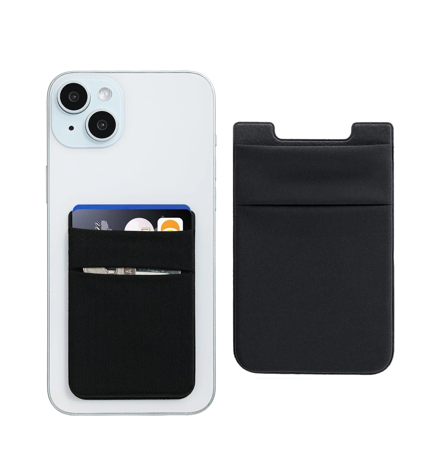 Double Layers Custom Phone Card Holder Universal Adhesive Cell Phone Wallet Elastic lycra Sleeve Stick on Mobile Phone Back