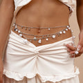 Bohemian Summer Jewelry Beach Shell Pearl Three Layers Body Waist Belly Chain Women Body Belt Jewelry