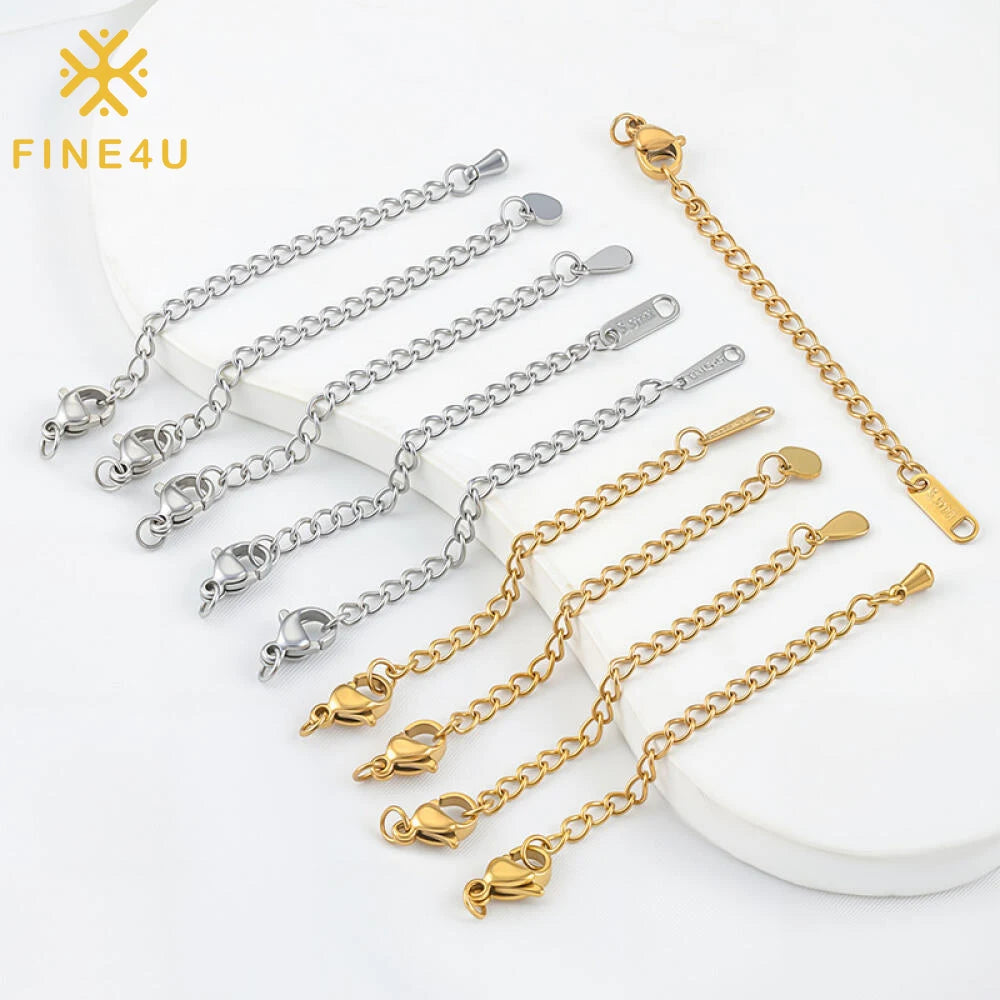 Gold Plated Stainless Steel Extended Tail Chains Lobster Clasps Connectors DIY Jewelry Making Bracelet Necklaces Accessories MegaBDM