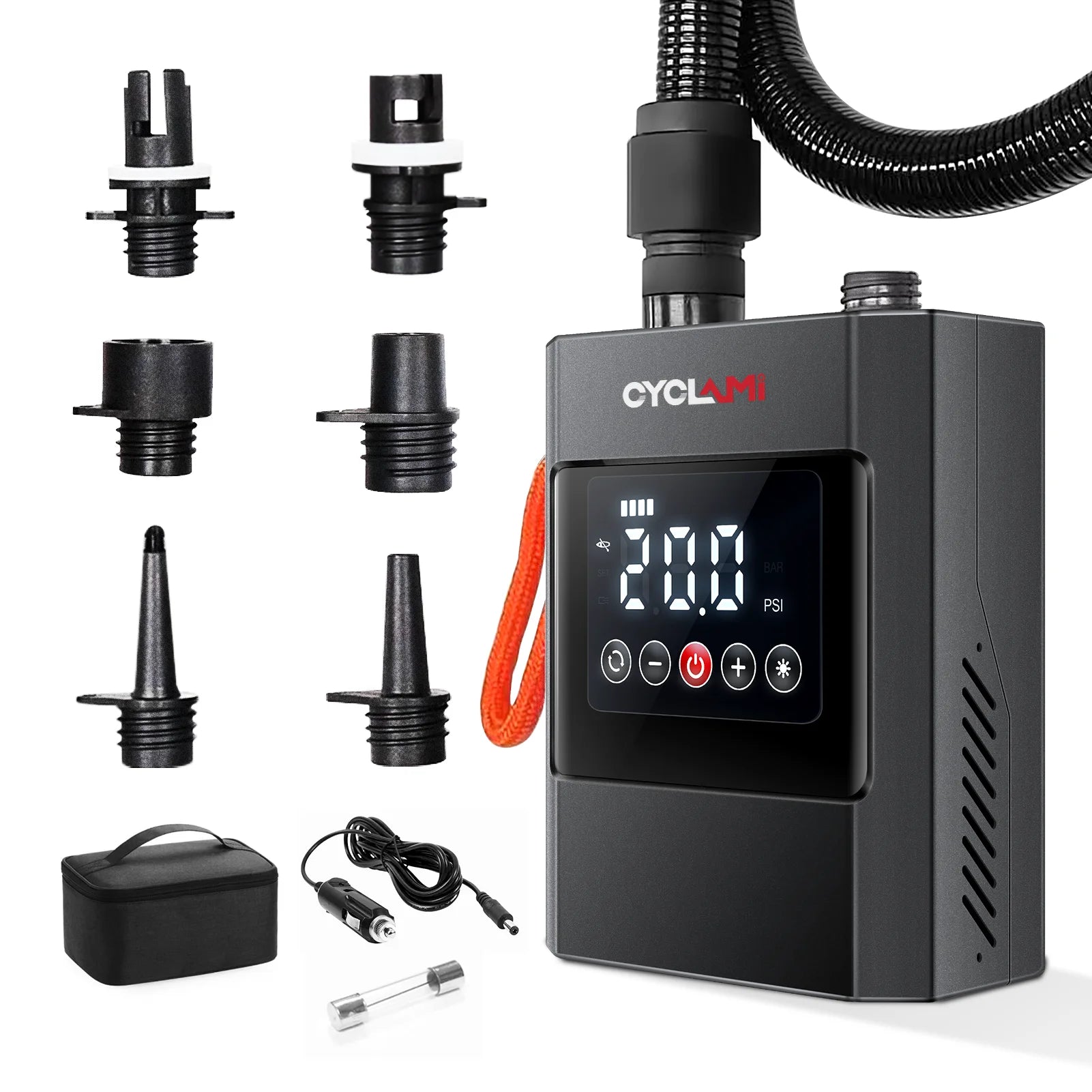 CYCLAMI 20PSI SUP Pump High-Pressure Smart Rechargeable Battery-Powered Electric Paddle Board Yoga Ball Pump Auto-Off Plastic