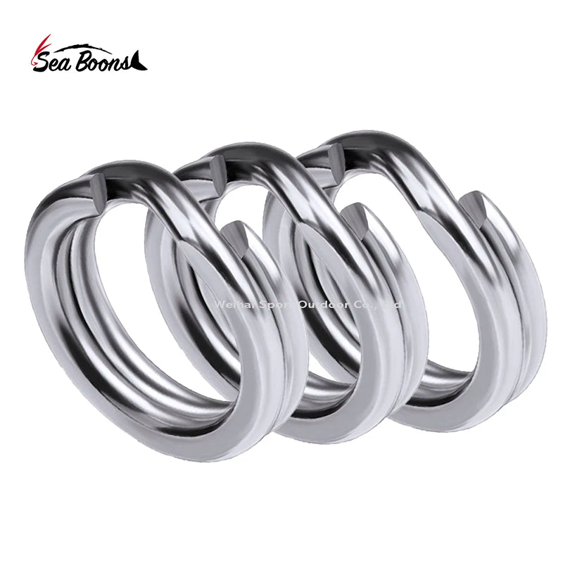 High Strength 304 Stainless Steel Fishing Tackle Connectors Flat Split Double Ring for Sport Jigging for River Fishing Saltwater