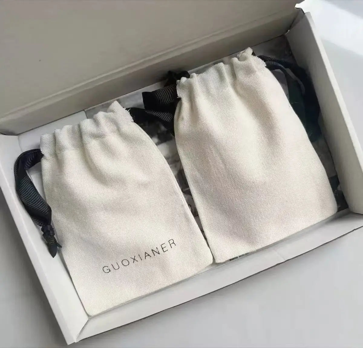 MU Black Logo Cotton Bag Drawstring Closure Storage Canvas Bag Cosmetics Jewelry Culture Custom Logo Cotton Bag