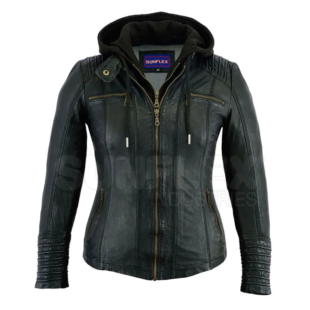 Women's New Design Solid Color Leather Jacket Breathable Street Wear with Finished Processing
