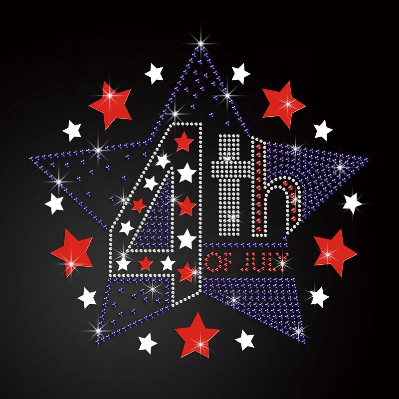 New Arrivals 4th of July Rhinestone Transfer Custom Heat Rhinestone Transfer