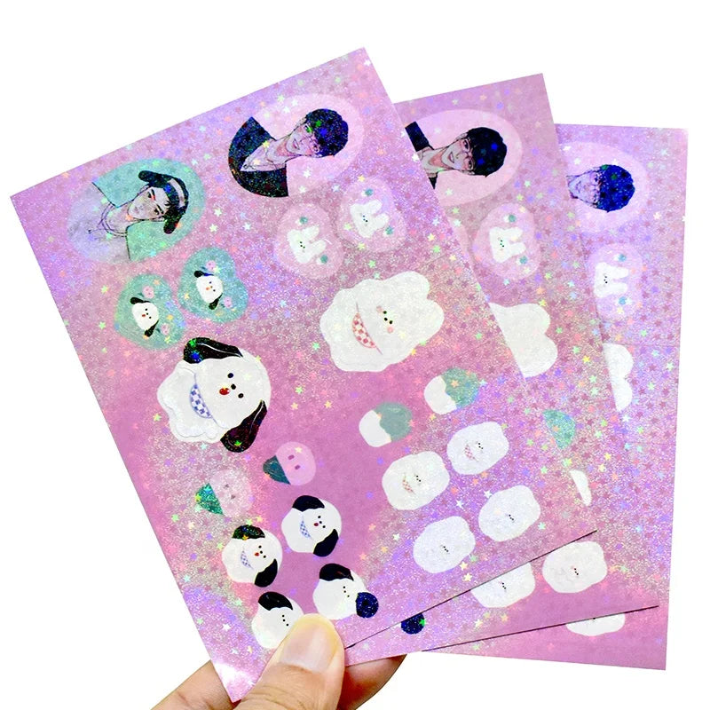 Custom Holographic Foil Decorate Vinyl Sticker Holo Foil Kiss Cut Sticker Sheet for Journal Planner Stationary