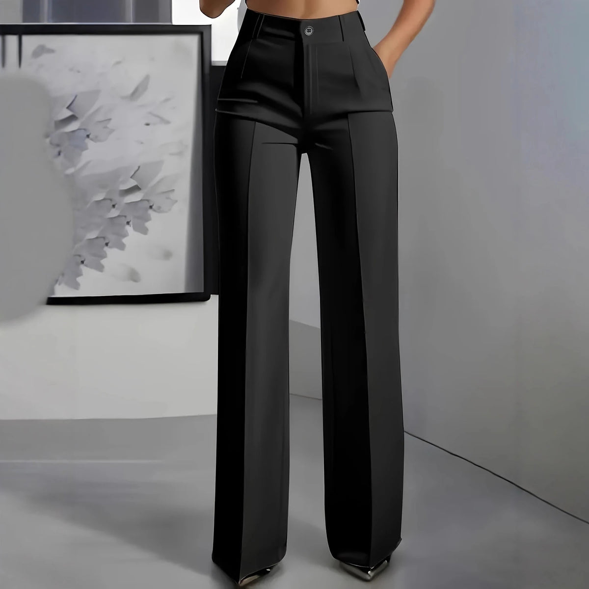 2026 Spring/Summer Women's New Style Business High-Waist Stretchable Straight Leg Casual Office Suit Pants Women's Wide Leg. MegaBDM