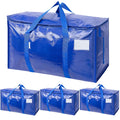 4 Pack Extra Large Moving Bags Heavy-Duty Storage Tote Boxes Zippers Carrying Handles Saving Plastic Totes Living Room Vacuum MegaBDM