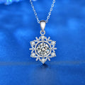 XMZ014 Women's Fashion Necklace 925 Sterling Silver Collarbone Chain White Crystals Snowflake Pendant Cubic Moissanite Necklaces