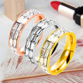 Simple Fashion Women's Jewelry Gift Accessories Inlaid Rectangular Zircon Gold-Plated Stainless Steel Ring